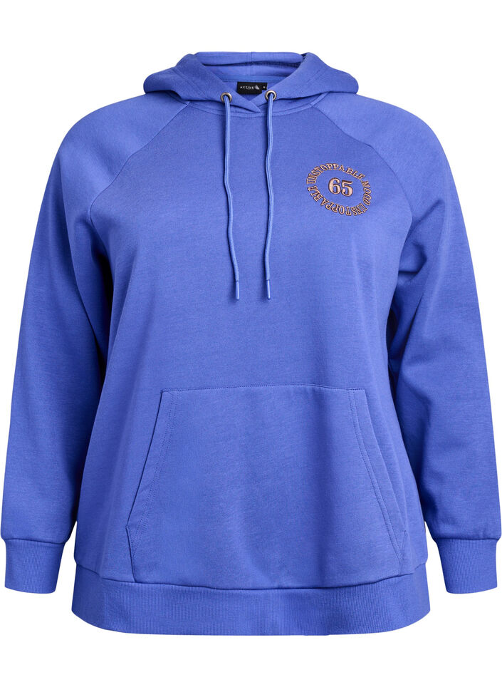 Hoodie with embroidered front motif, Blue, Packshot image number 0