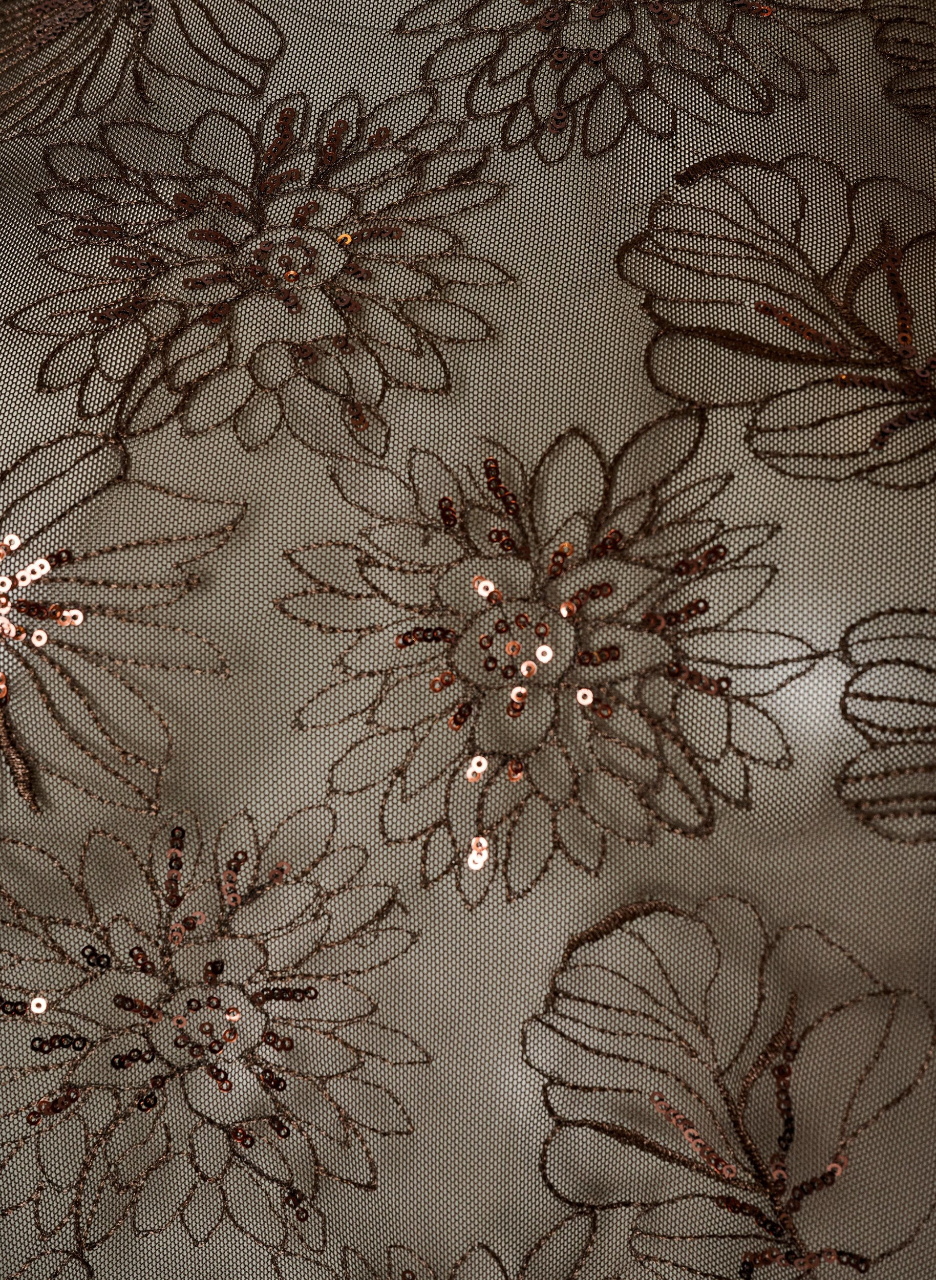 ZizzifashionMesh blouse with flowers and sequins, Brown, Packshot image number 2