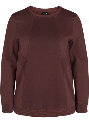 Sweatshirt with rounded neck and smock, Decadent Chocolate, Packshot image number 0