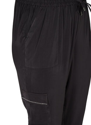 Loose trousers with large pockets, Black, Packshot image number 3