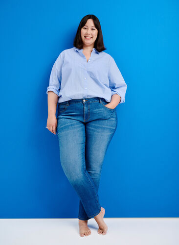 Emily jeans with regular waist and slim fit, Blue denim, Image image number 0
