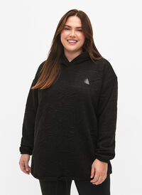 Sporty hooded sweatshirt, Black, Model