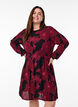 Viscose dress with print and long sleeves, Dark Bordeaux, Model image number 0