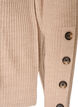 Knitted blouse with ribbed texture and button details, Beige, Packshot image number 3