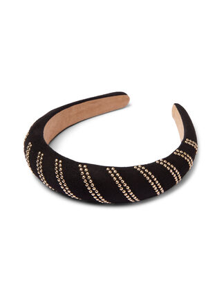 Hairband with gold studs, Black/Gold, Packshot image number 0