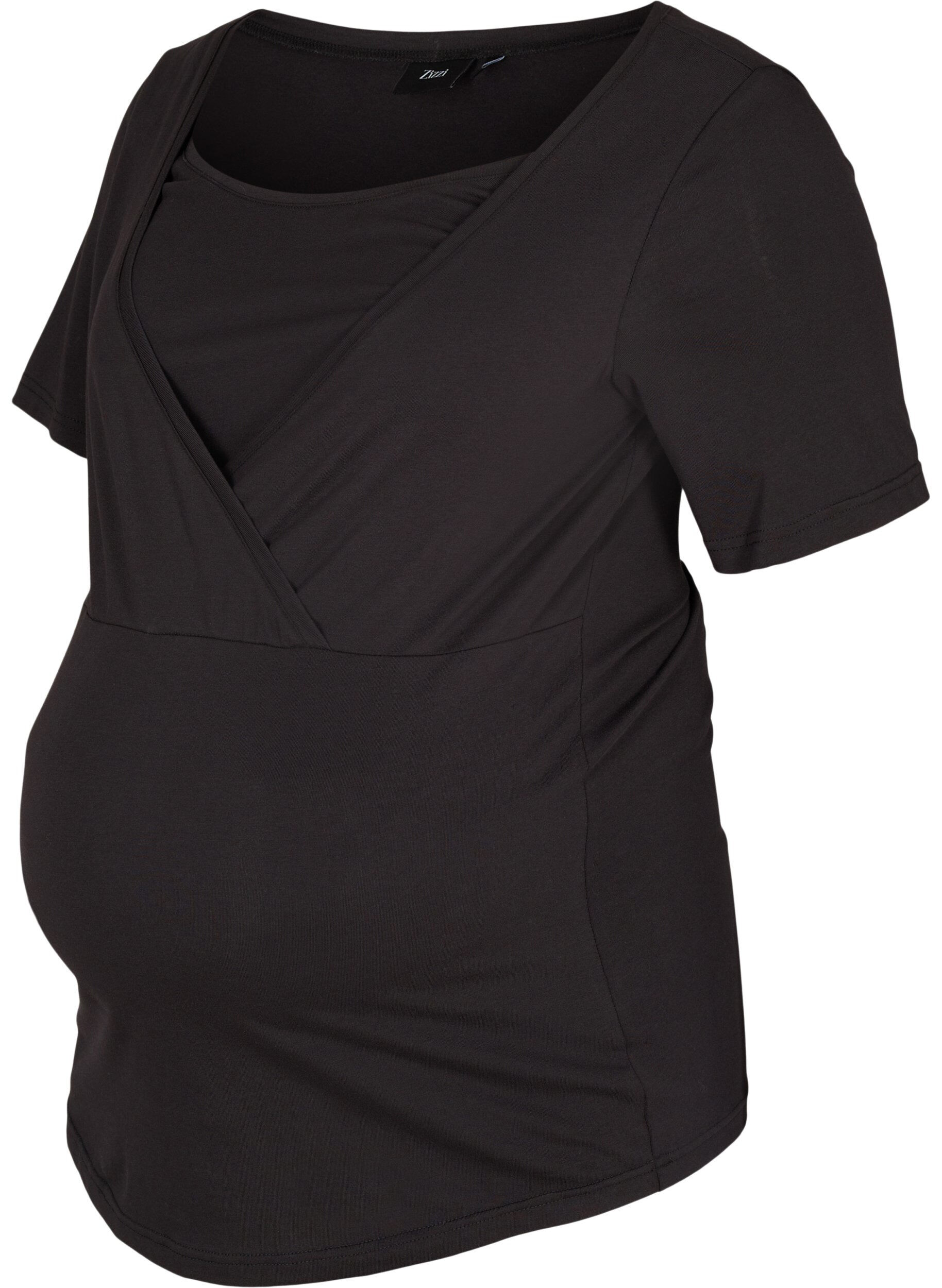 Zizzifashion Short-sleeved maternity t-shirt in cotton, Black, Packshot image number 0