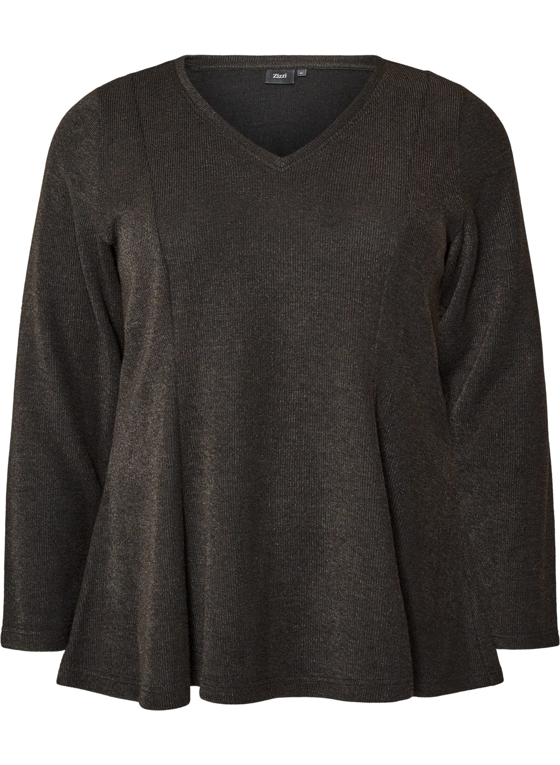 ZizzifashionJersey blouse with a ribbed texture and an A-line fit, Black, Packshot image number 0