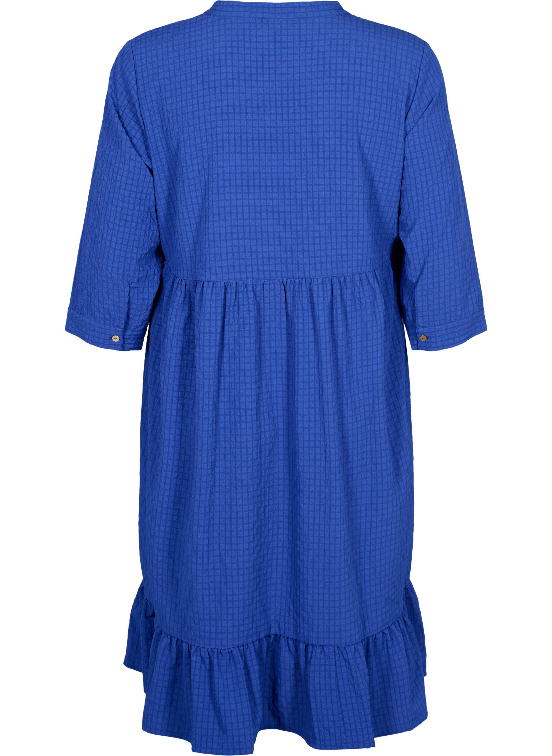 Zizzifashion  Plain midi dress with 3/4 sleeves, True blue, Packshot image number 1