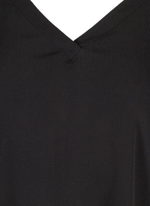 Short-sleeved viscose blouse with V-neckline, Black, Packshot image number 2
