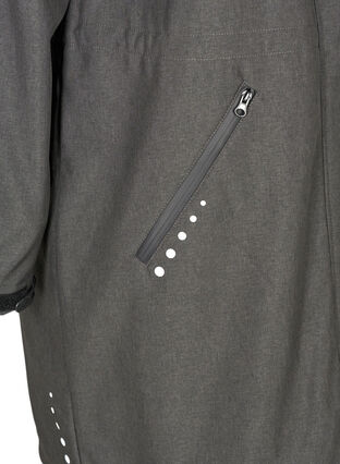 Long, hooded softshell jacket, Dark Grey Melange, Packshot image number 3