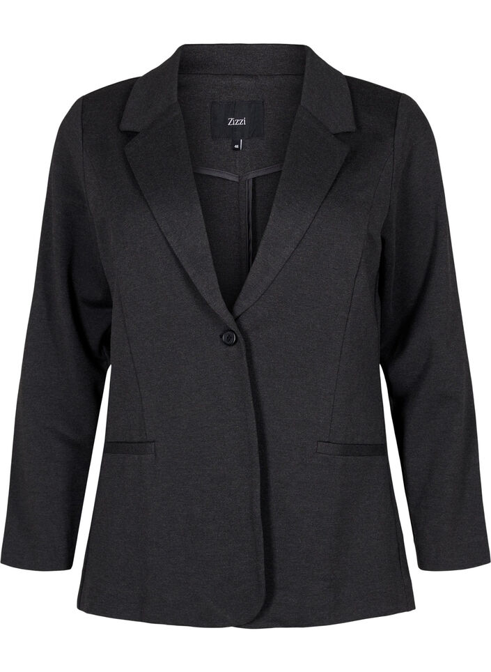 Simple blazer with button, Dark Grey, Packshot image number 0