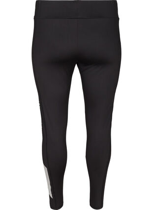 Cropped sports leggings with print, Black, Packshot image number 1
