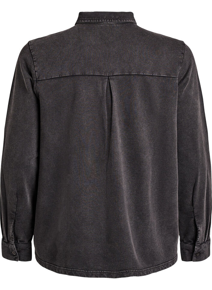 Shirt in sweat fabric with a washed effect, Dark Grey, Packshot image number 1