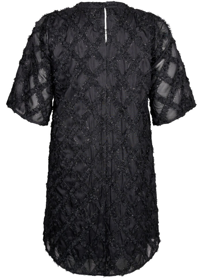 Short textured dress, Black, Packshot image number 1