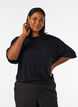 Jersey blouse with elbow-length balloon sleeves, Black, Model image number 0