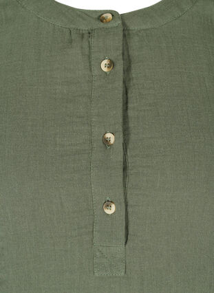 Cotton blouse with buttons and 3/4 sleeves, Thyme, Packshot image number 2