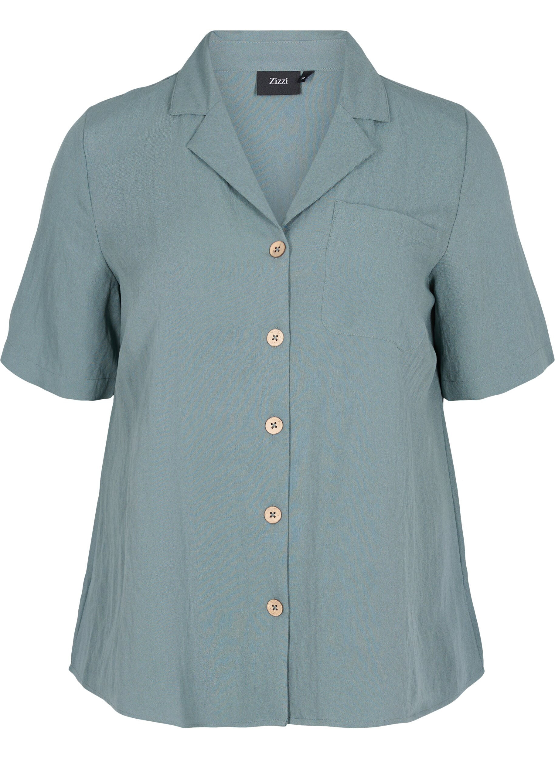 Zizzifashion Viscose shirt with short sleeves, Balsam Green, Packshot image number 0