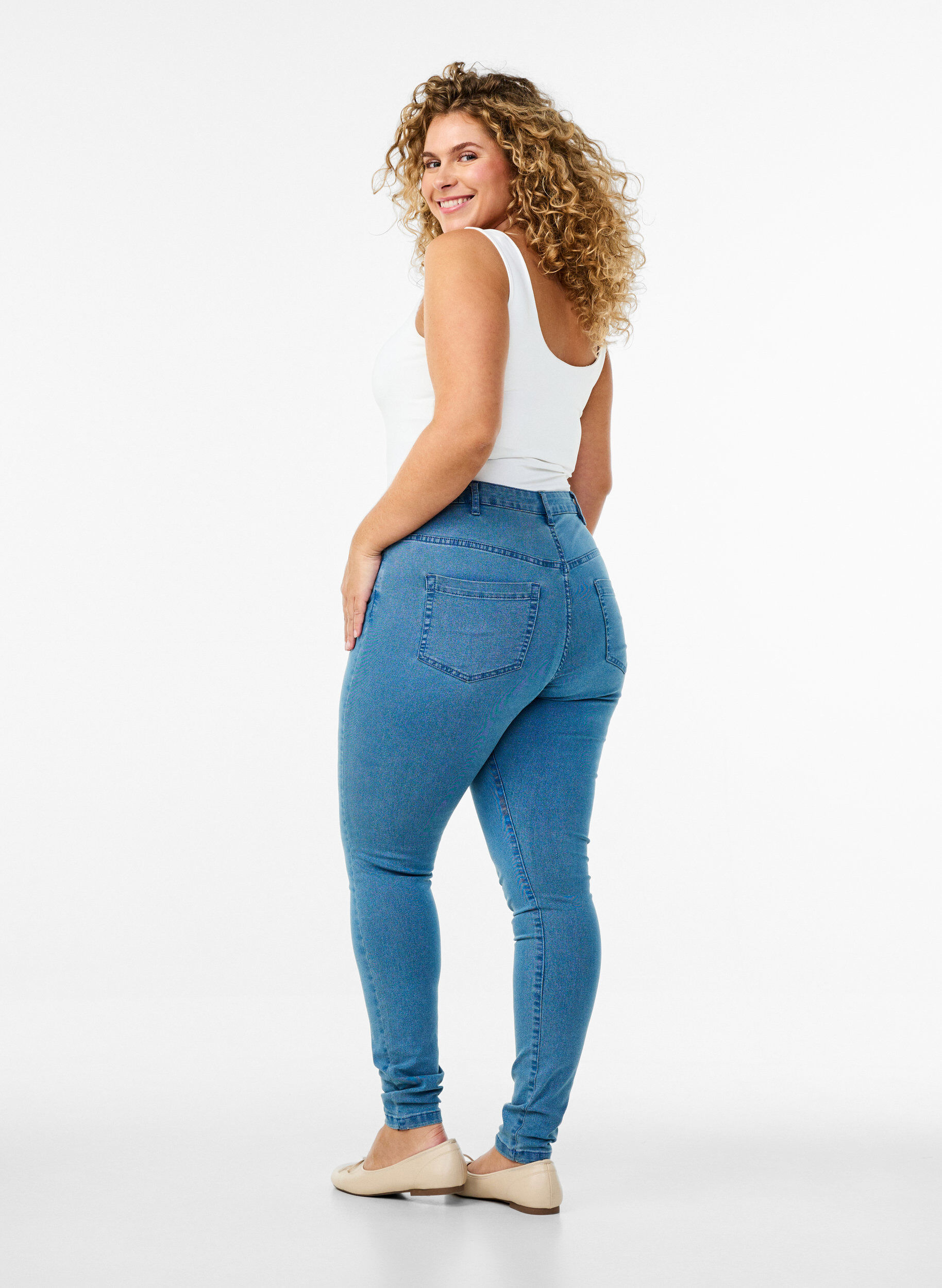 Zizzifashion High-waisted super slim Amy jeans , Light Blue, Model image number 1