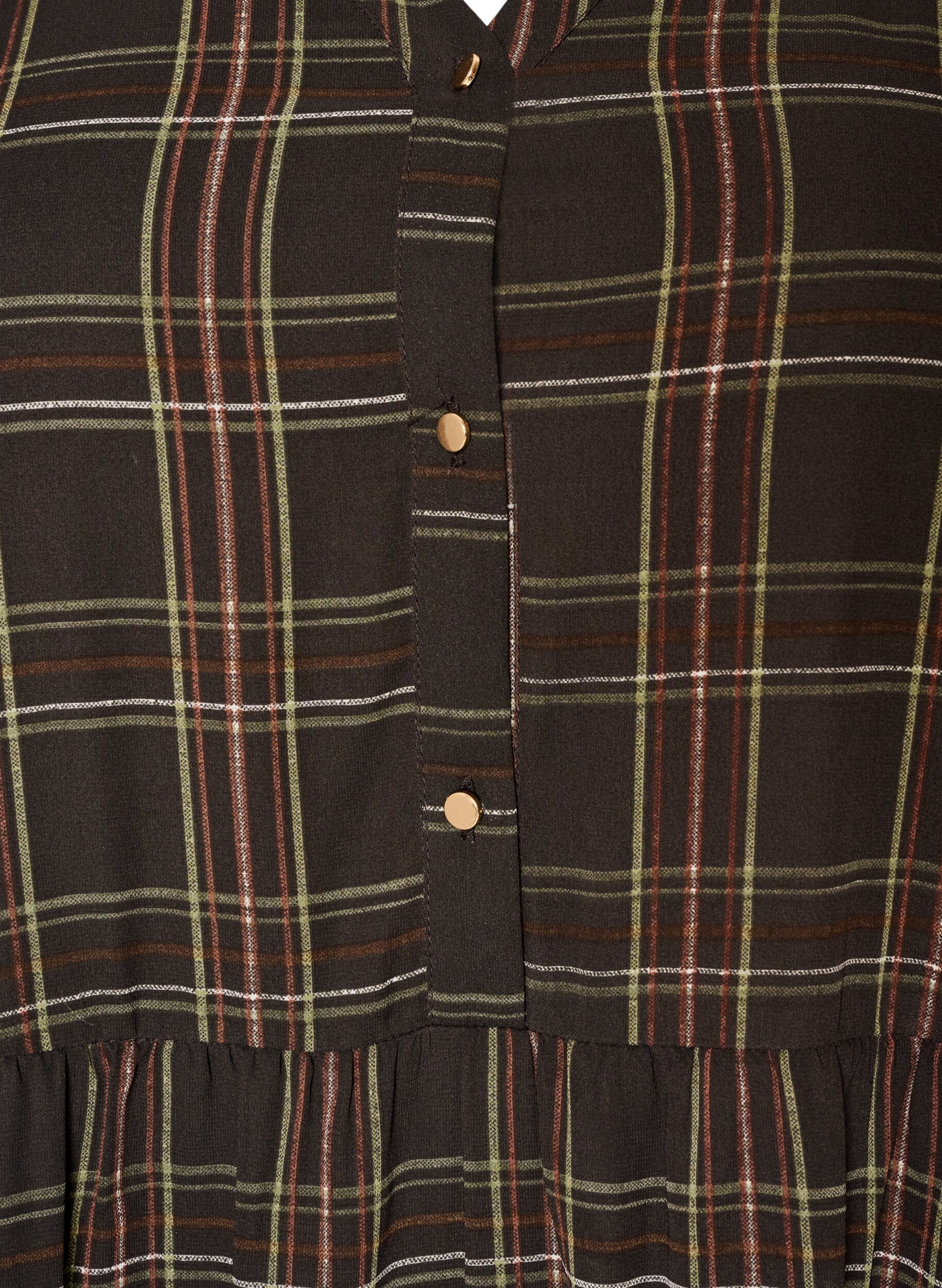 ZizzifashionChecked midi dress with a tiered skirt, Brown, Packshot image number 2