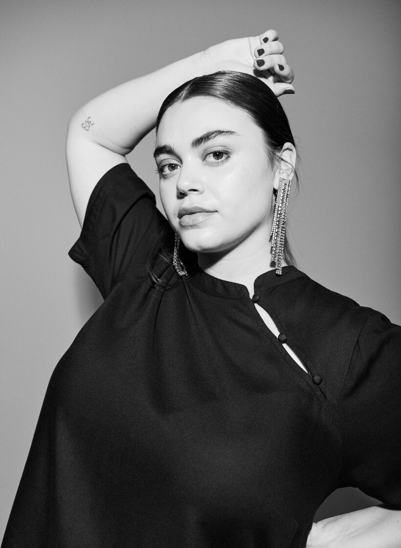 Short-sleeved blouse with diagonal button fastening, Black, Image image number 0