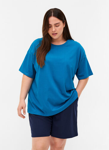 Short-sleeved cotton T-shirt, Fjord Blue, Model image number 0