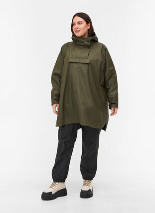 Rain poncho with hood, Forest Night, Model image number 3