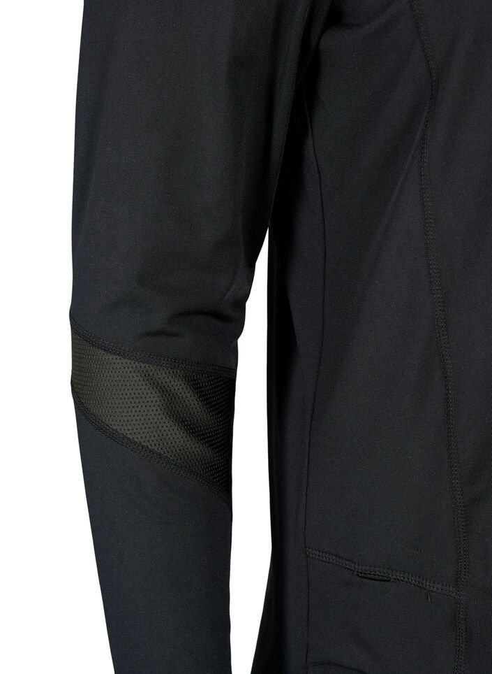Baselayer blouse with pockets and mesh, Black, Packshot image number 3