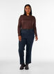 Long-sleeved blouse in wool and viscose, Brown, Model image number 1