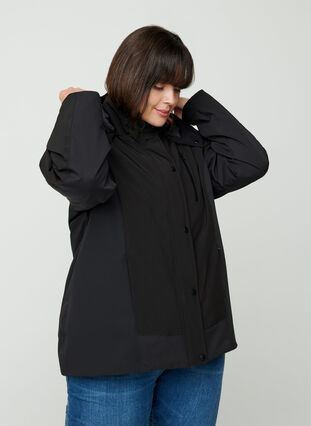 Ski jacket with a removable hood, Black w black, Model image number 2