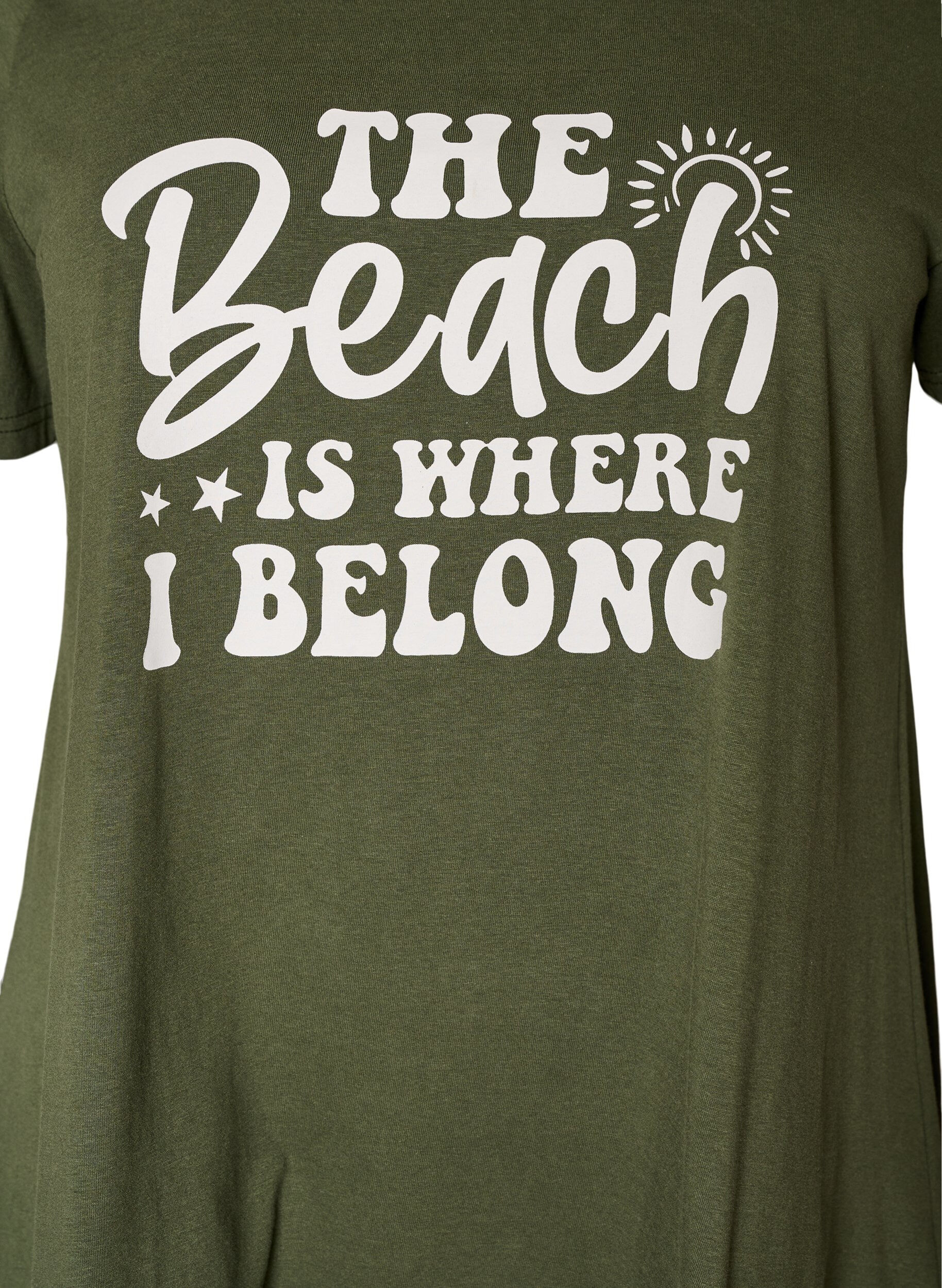 Zizzifashion T-shirt with a round neck and A-line shape, Green, Packshot image number 2