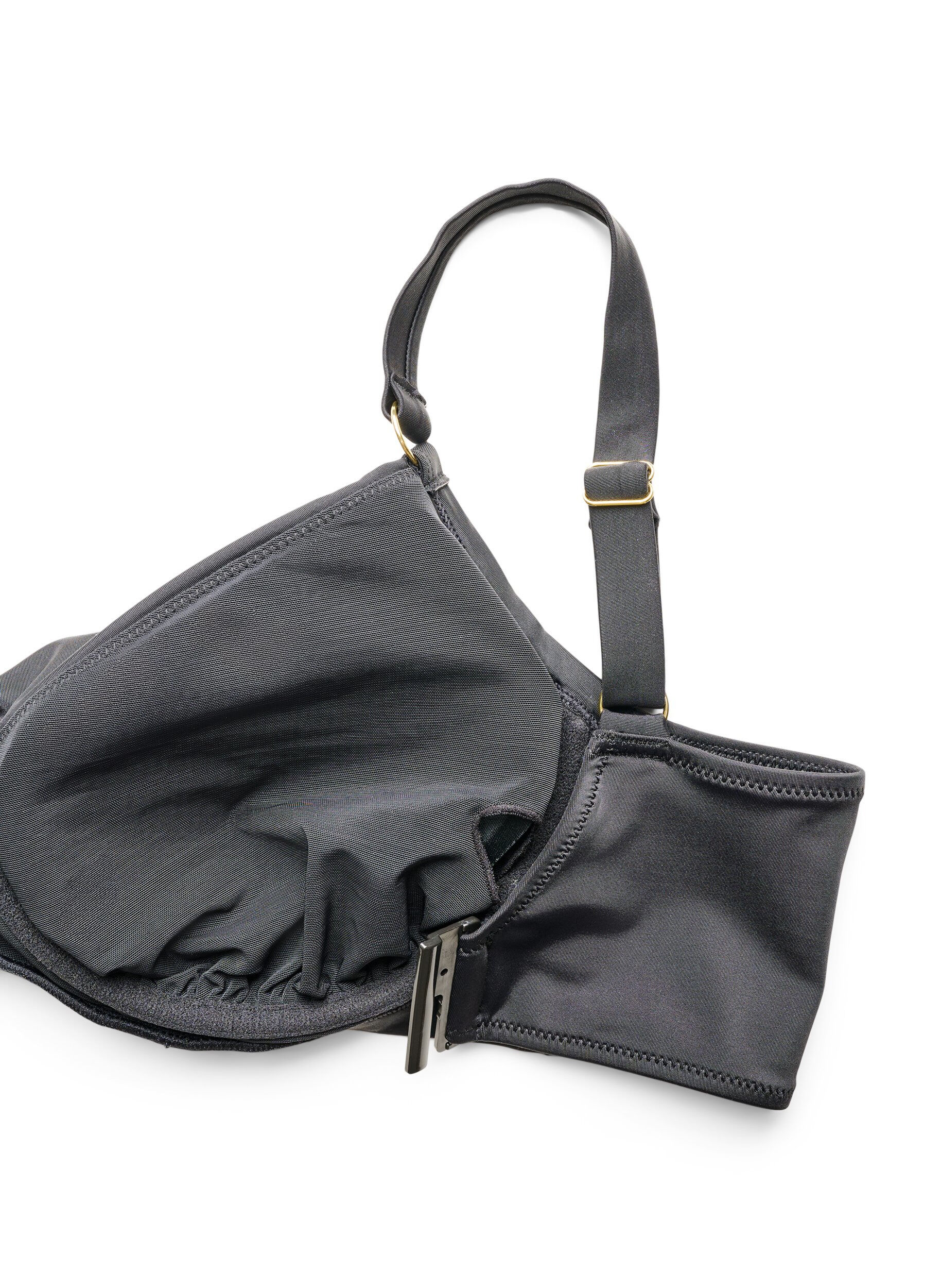 Zizzifashion Bikini bra with underwire and gold-coloured detail, Black, Packshot image number 3