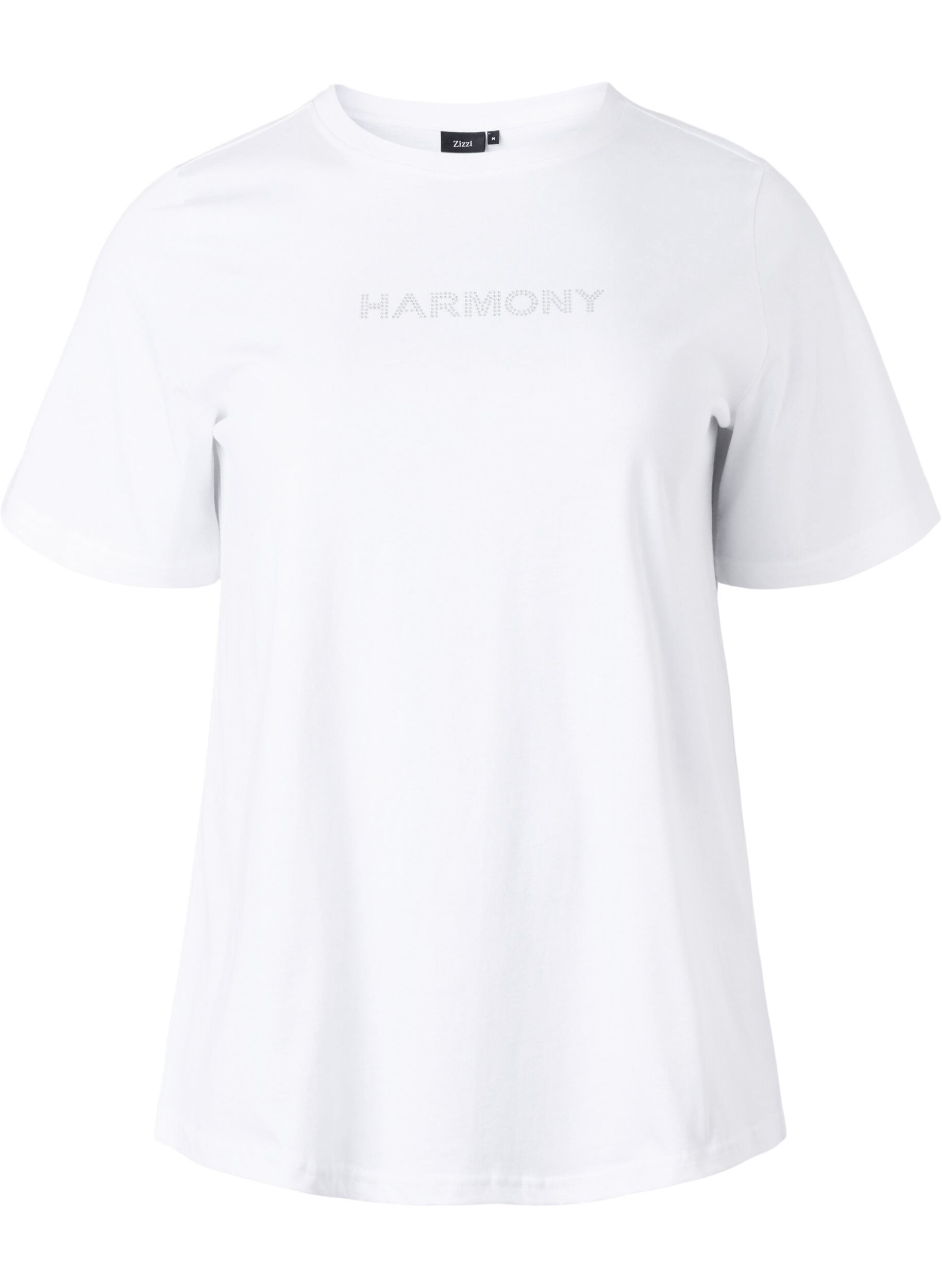 Zizzifashion Organic cotton t-shirt with text, White HARMONY, Packshot image number 0