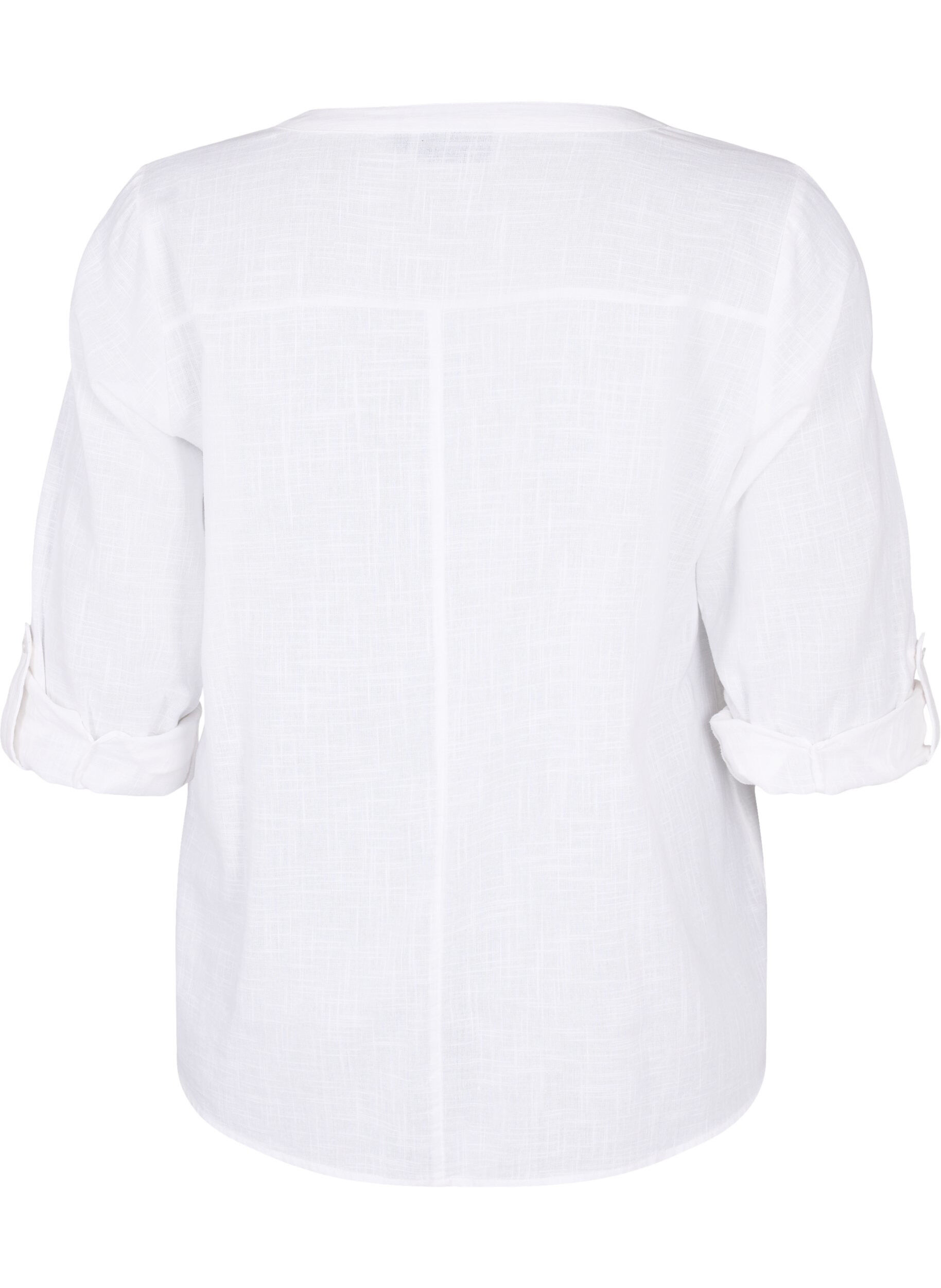 Zizzifashion Shirt blouse in cotton with a v-neck, Bright White, Packshot image number 1