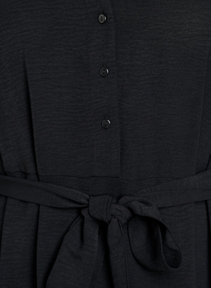 Midi shirt dress with tie belt, Black, Packshot image number 2