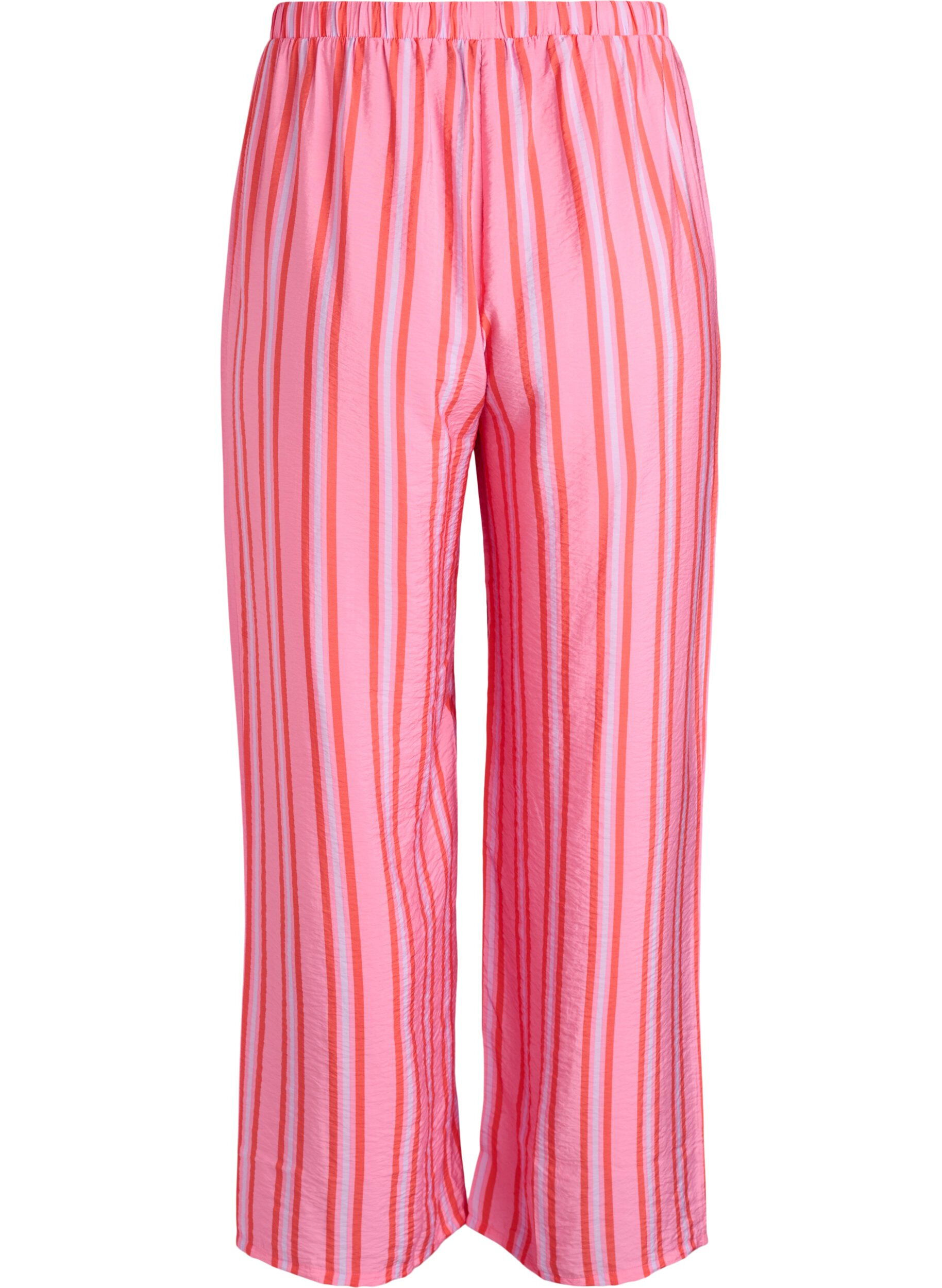 Zizzifashion Striped trousers with a high waist and wide legs, Pink, Packshot image number 1