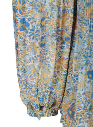 Plisse blouse with floral print, Light Blue Multi AOP, Packshot image number 3