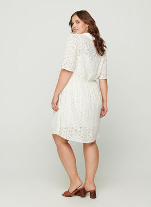 Short-sleeved dress with broderie anglaise, Snow White, Model image number 1