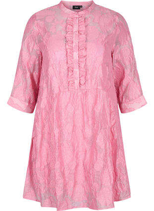 Jacquard dress with ruffles and A-line, Cashmere Rose, Packshot image number 0