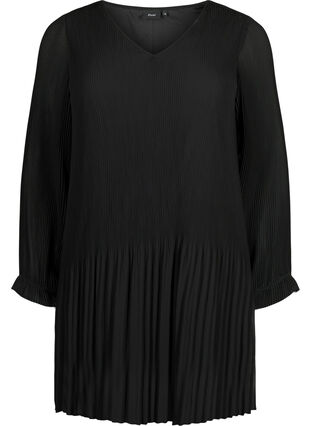 Pleated tunic with long sleeves, Black, Packshot image number 0