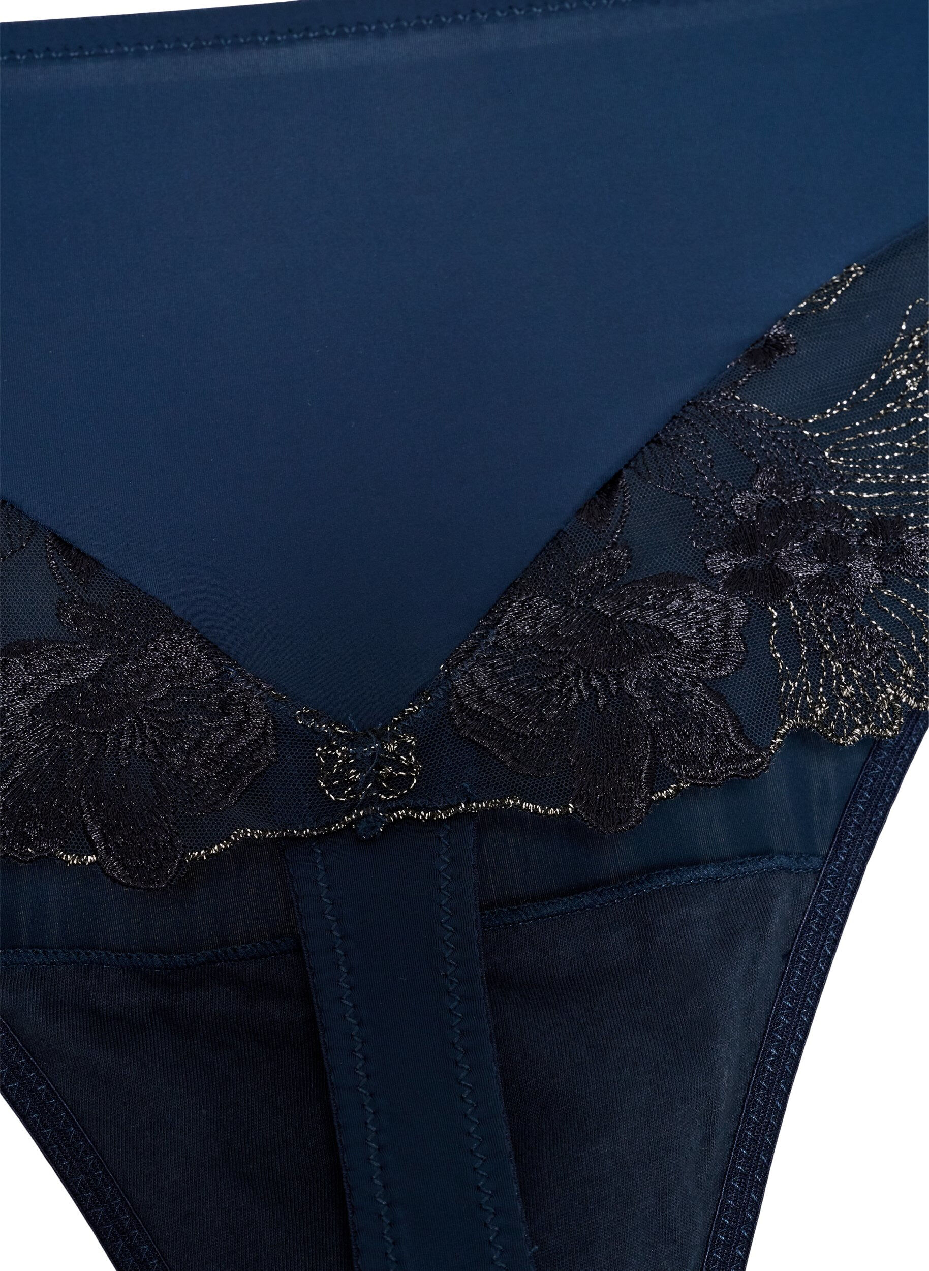 ZizzifashionHipster thong with floral embroidery and regular waist, Blue, Packshot image number 1