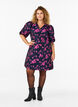 Short jacquard wrap dress, Black w. Red Rose, Model image number 2