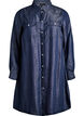 Short denim dress in lyocell with press studs, Blue, Packshot image number 0