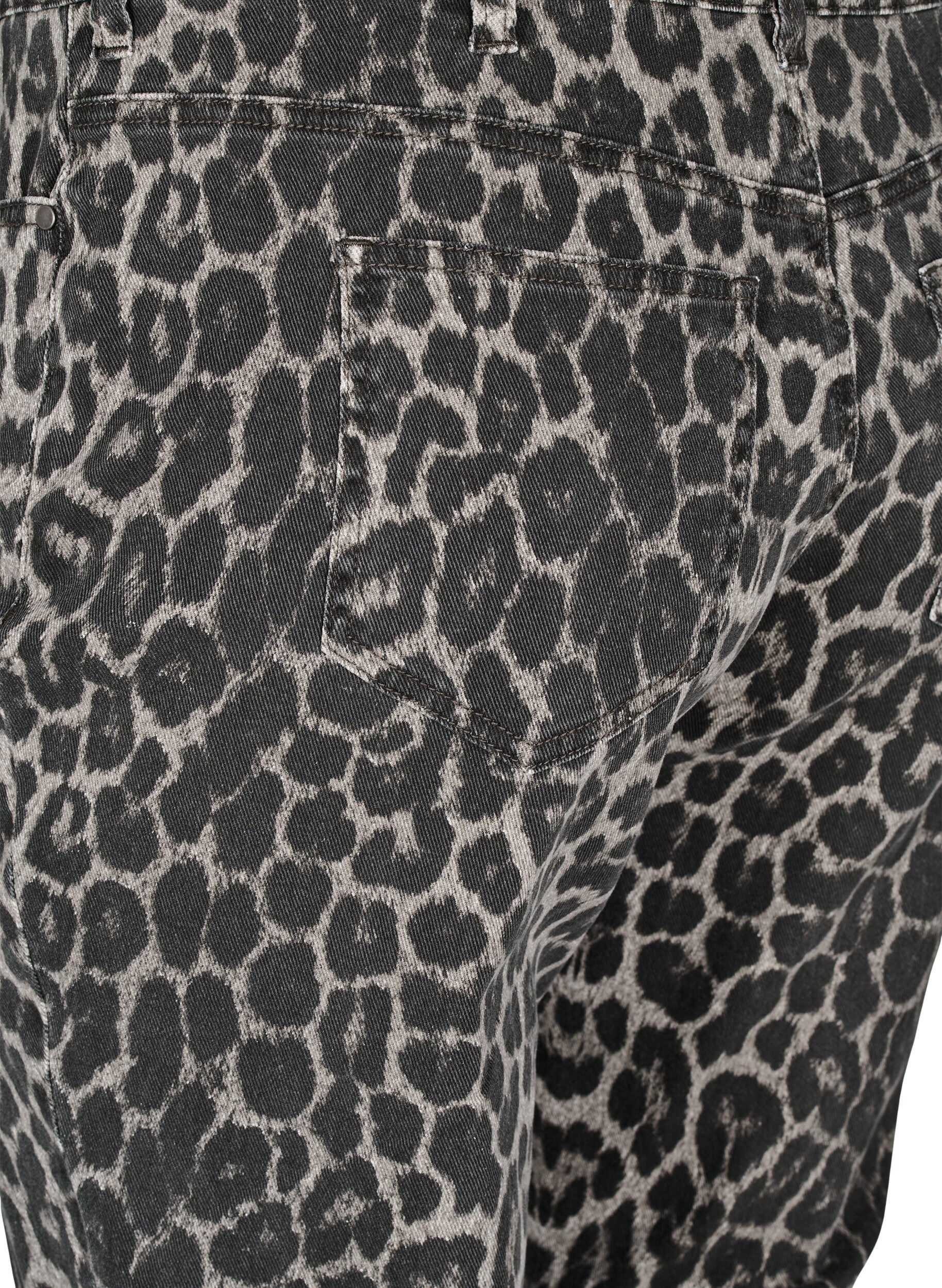 Zizzifashion Emily jeans with leopard print, Dark Grey, Packshot image number 3