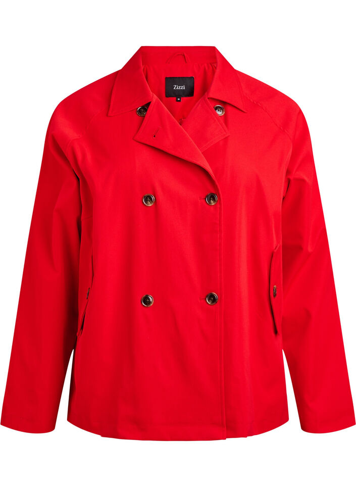 Short trench coat with pockets, Red, Packshot image number 0