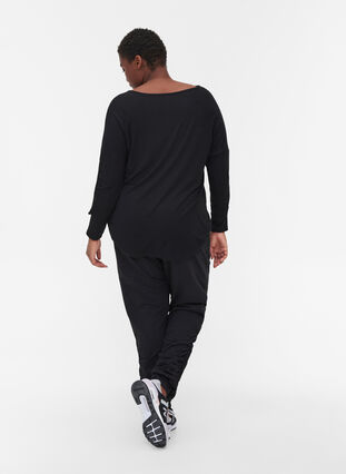 Loose joggers with ruching, Black, Model image number 1