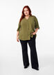 Viscose shirt blouse with 3/4 sleeves, Winter Moss, Model image number 2