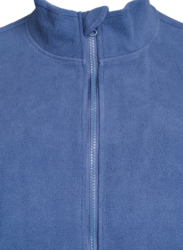 Fleece top with zipper and high collar, Blue, Packshot image number 2