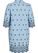 Short dress with an embroidered pattern and 3/4 sleeves, Blue, Packshot image number 1