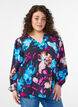 Viscose blouse with floral print and long sleeves, Black, Model image number 0