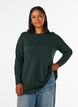 Knitted blouse in cotton-viscose blend, Green, Model image number 0